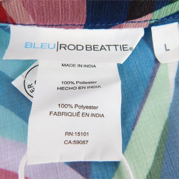 Bleu Rod Beattie NWT Women's Blue/Red Chiffon Feather Swim Coverup, Size Large - Picture 8 of 9